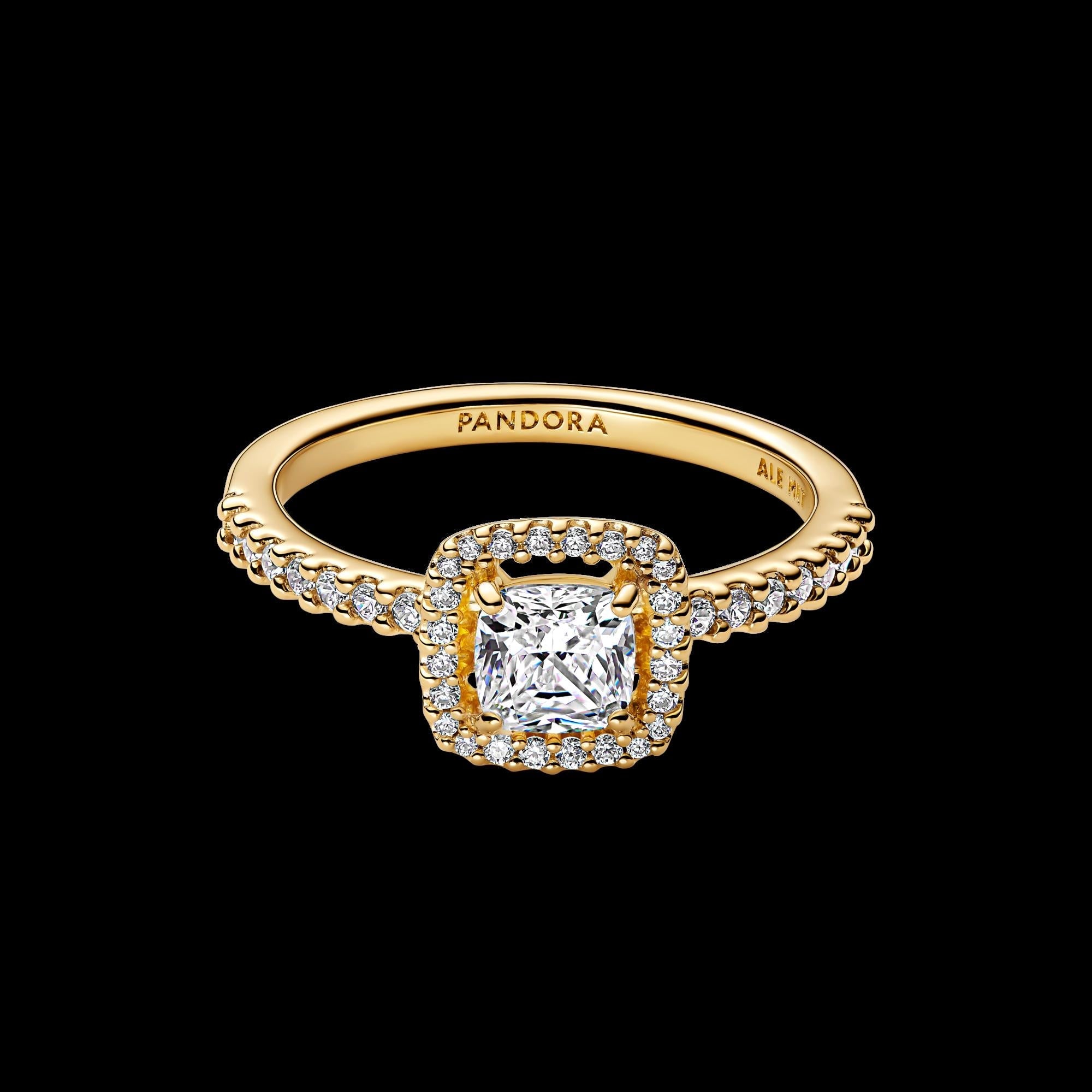 Sparkling Square Clear Halo Ring - Original Listing