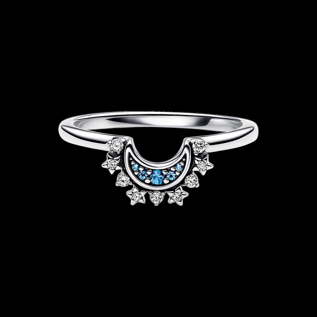 Celestial Blue Sparkling Moon Ring - Original Listing