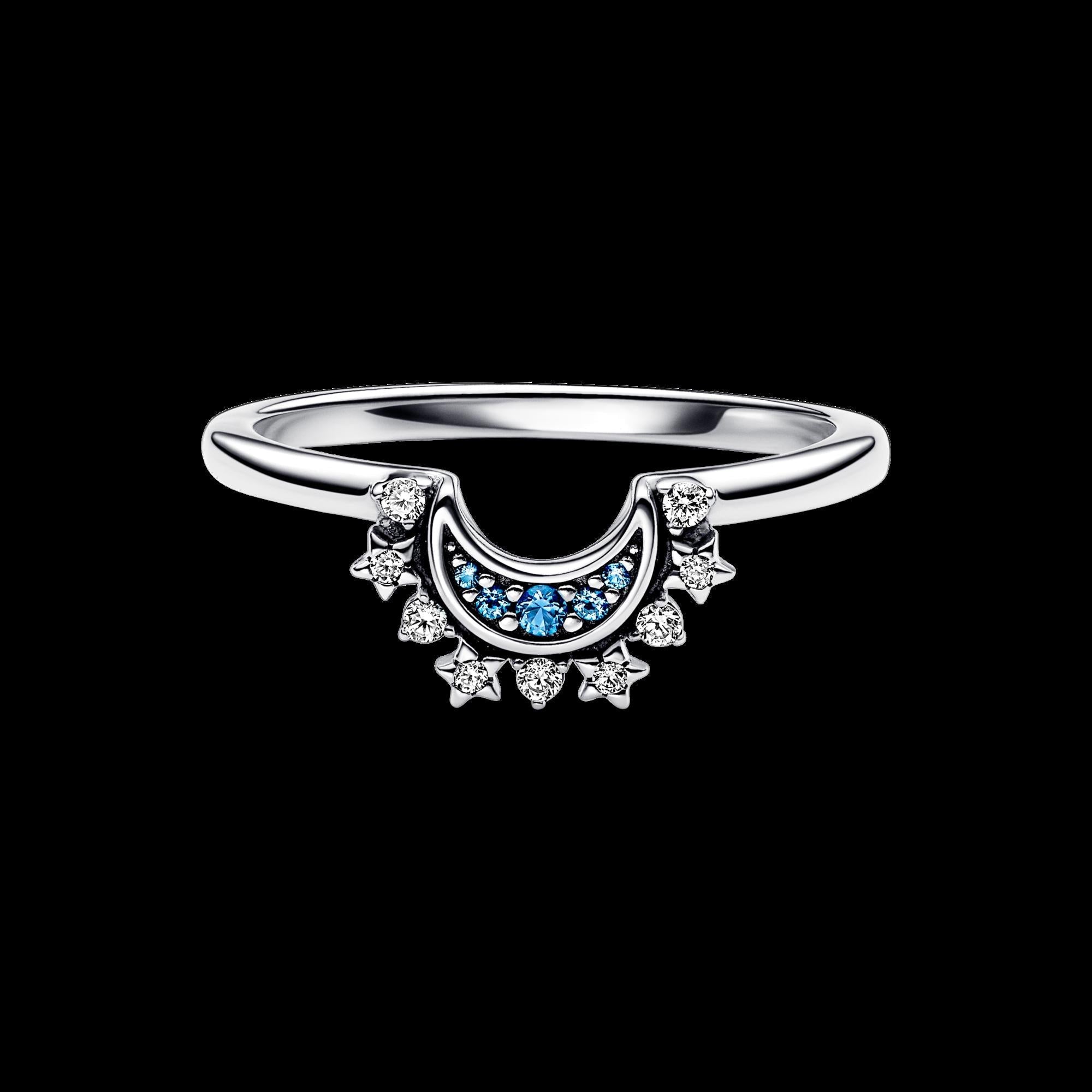Celestial Blue Sparkling Moon Ring - Original Listing