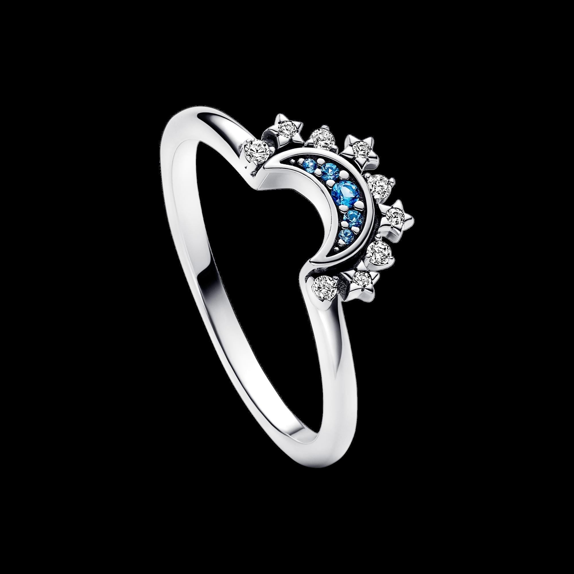 Celestial Blue Sparkling Moon Ring - Original Listing