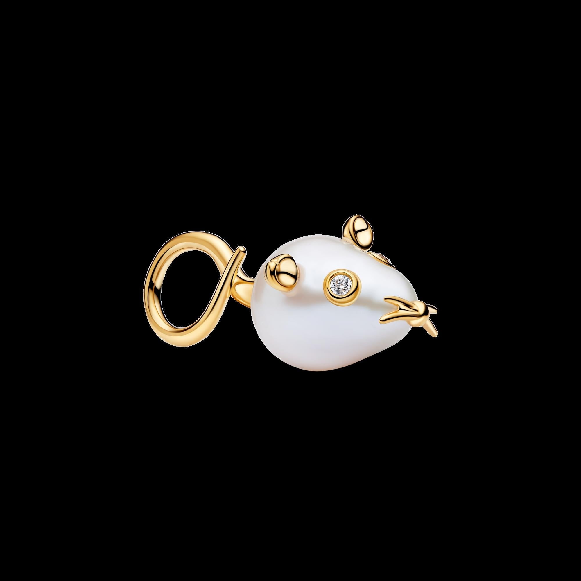 Treated Freshwater Cultured Baroque Pearl Mouse Dangle Charm - Original Listing