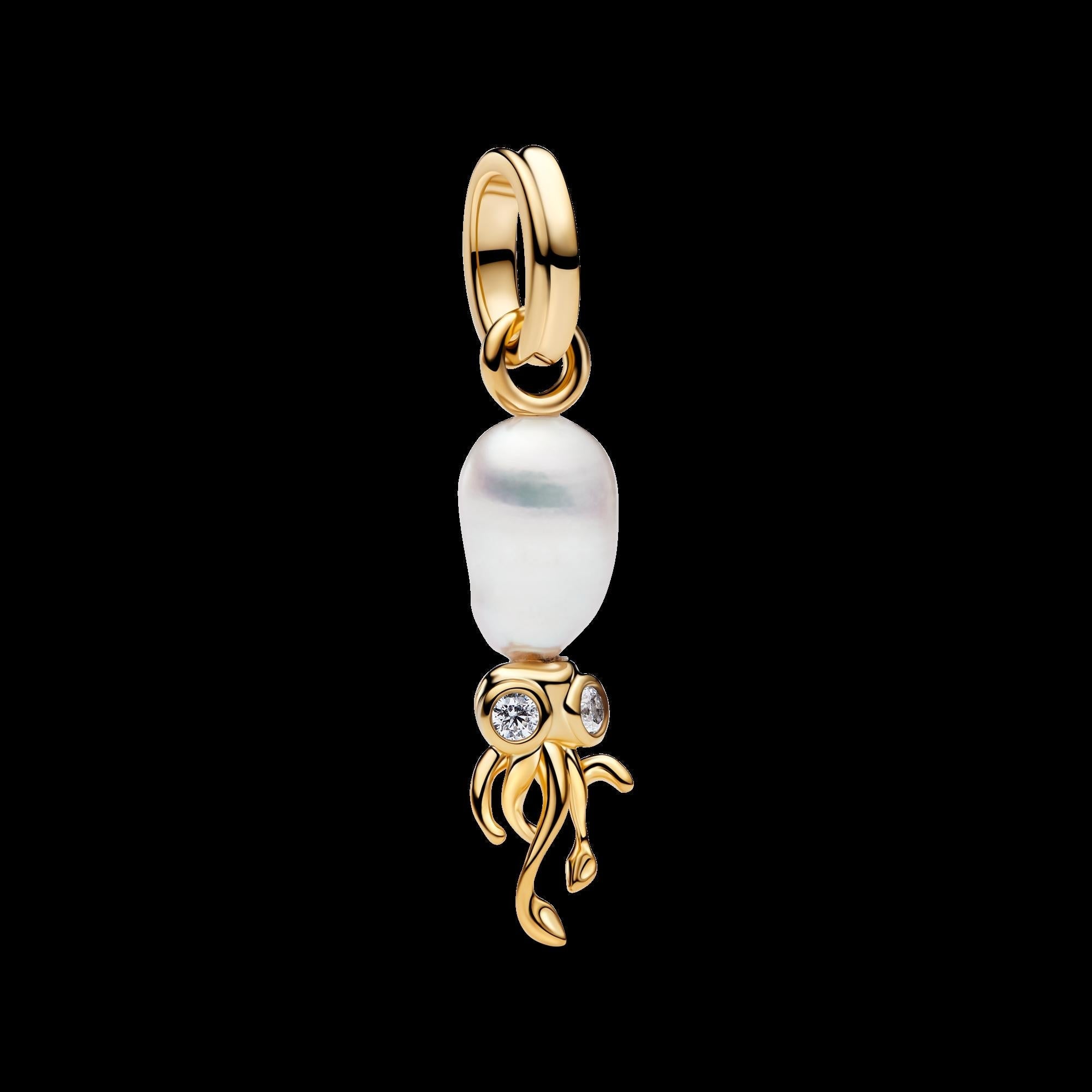 Treated Freshwater Cultured Baroque Pearl Squid Dangle Charm - Original Listing