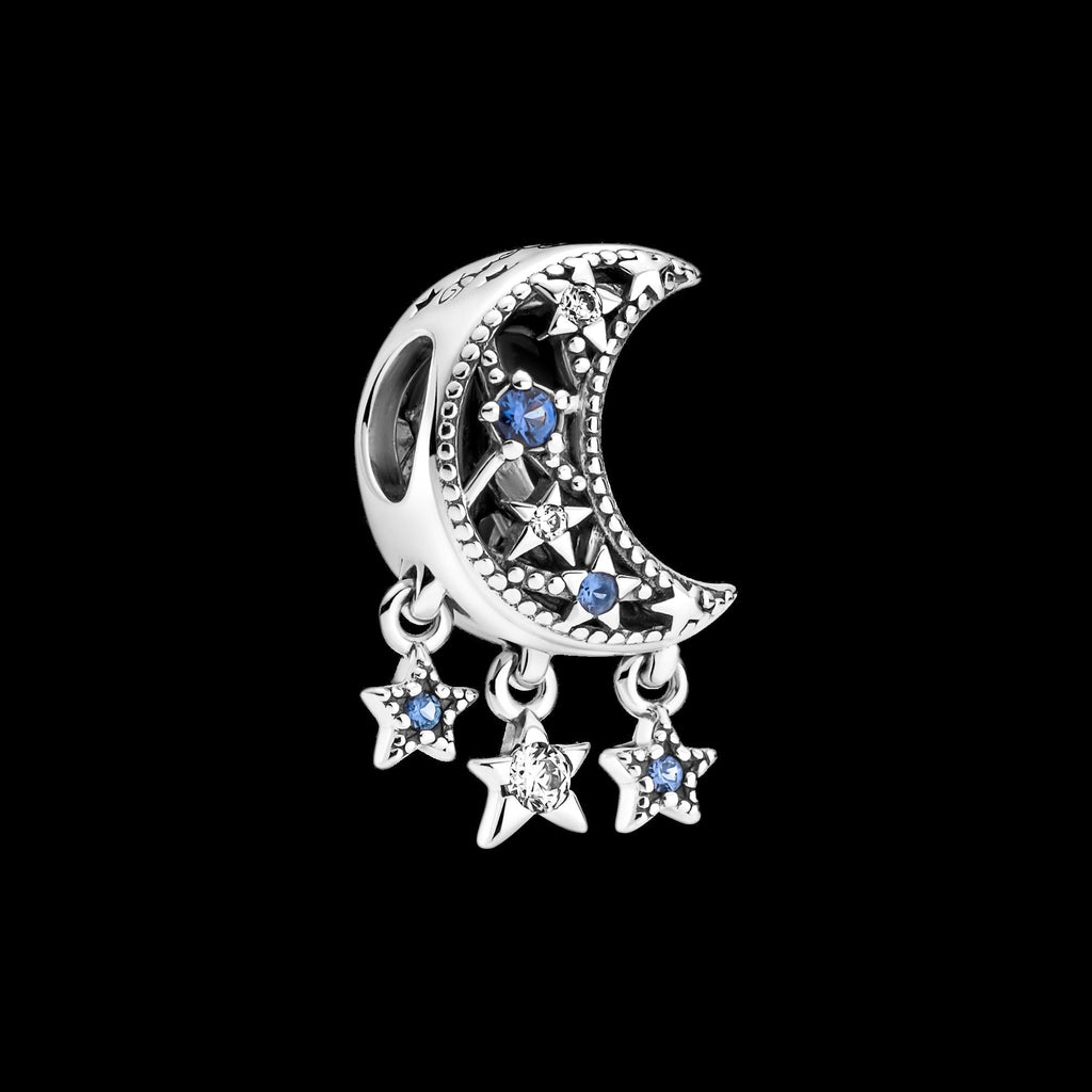 Celestial Blue Sparkling Moon Ring - Original Listing